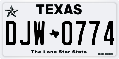TX license plate DJW0774
