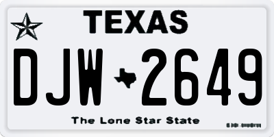 TX license plate DJW2649
