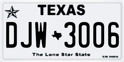 TX license plate DJW3006