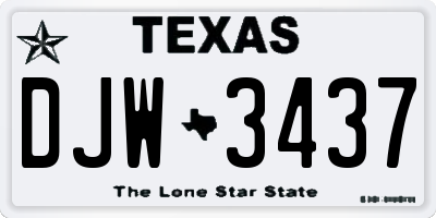 TX license plate DJW3437