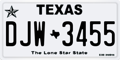 TX license plate DJW3455