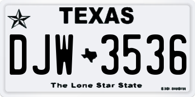 TX license plate DJW3536