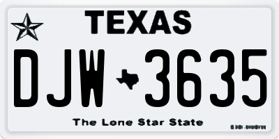 TX license plate DJW3635