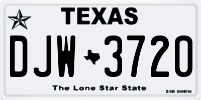 TX license plate DJW3720