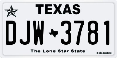 TX license plate DJW3781
