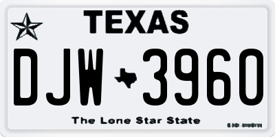 TX license plate DJW3960