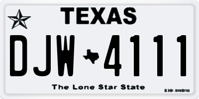 TX license plate DJW4111