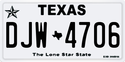TX license plate DJW4706