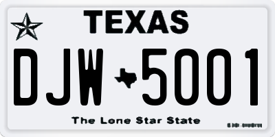 TX license plate DJW5001
