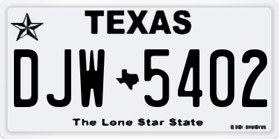 TX license plate DJW5402