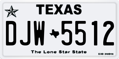 TX license plate DJW5512