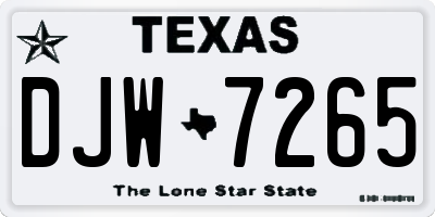 TX license plate DJW7265