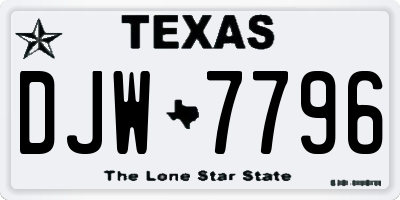 TX license plate DJW7796