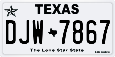 TX license plate DJW7867