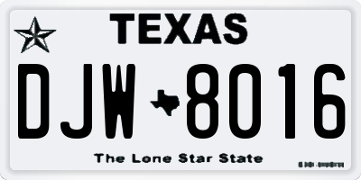 TX license plate DJW8016