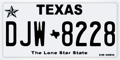 TX license plate DJW8228