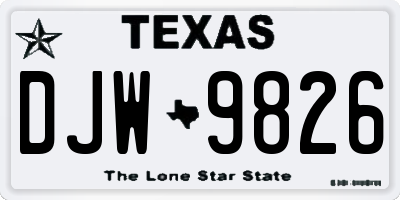 TX license plate DJW9826