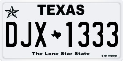 TX license plate DJX1333