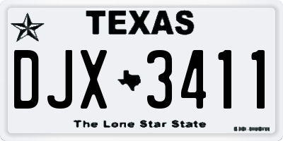 TX license plate DJX3411