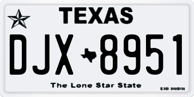 TX license plate DJX8951