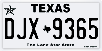 TX license plate DJX9365