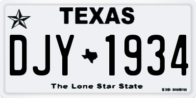 TX license plate DJY1934