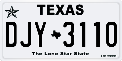 TX license plate DJY3110