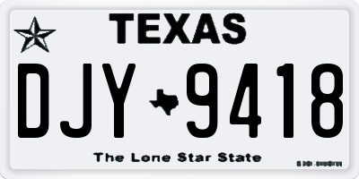 TX license plate DJY9418