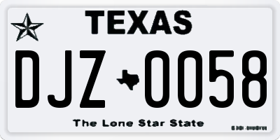 TX license plate DJZ0058