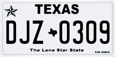 TX license plate DJZ0309