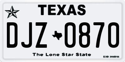 TX license plate DJZ0870