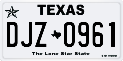 TX license plate DJZ0961
