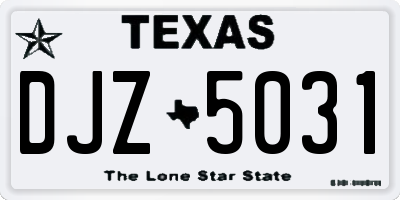 TX license plate DJZ5031