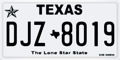 TX license plate DJZ8019
