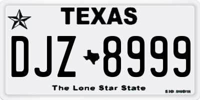 TX license plate DJZ8999