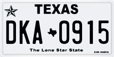 TX license plate DKA0915