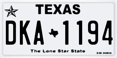 TX license plate DKA1194