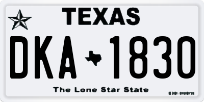 TX license plate DKA1830