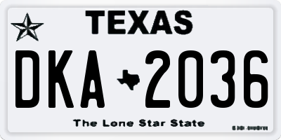 TX license plate DKA2036