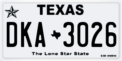 TX license plate DKA3026