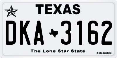TX license plate DKA3162