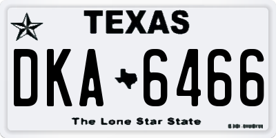 TX license plate DKA6466