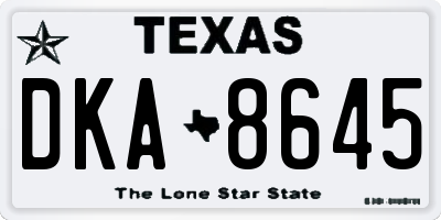 TX license plate DKA8645