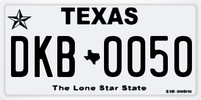 TX license plate DKB0050