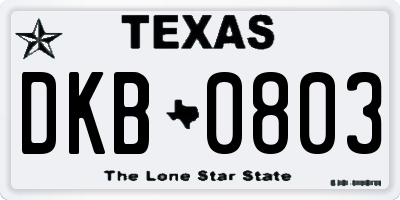 TX license plate DKB0803