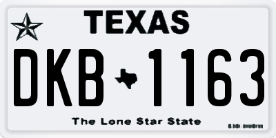 TX license plate DKB1163
