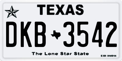TX license plate DKB3542