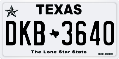 TX license plate DKB3640