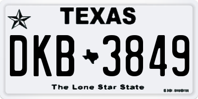 TX license plate DKB3849