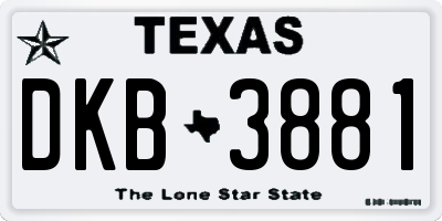TX license plate DKB3881